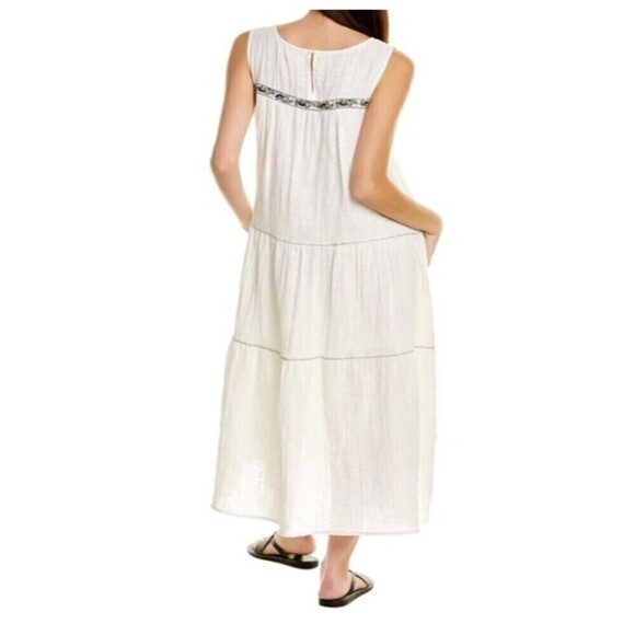 NWT Max Studio Women's Large White Embroidered Round Neck Sleeveless Maxi Dress‎ - Picture 4 of 15